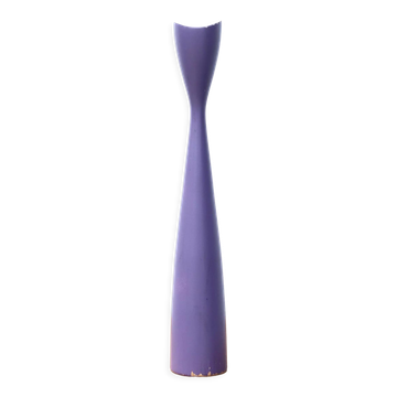 Vintage wooden purple Scandinavian candlestick