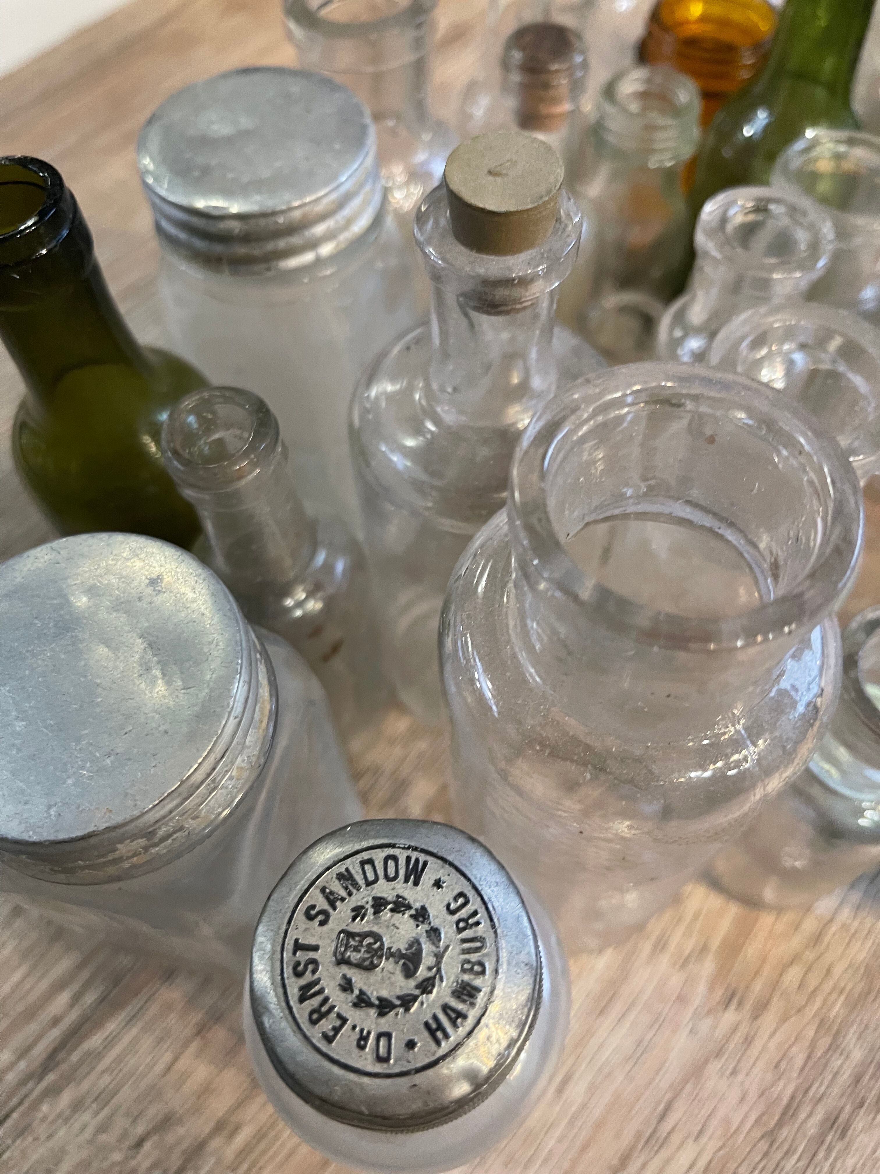 Lot 37 vials small glassware decor pharmacy 1920'