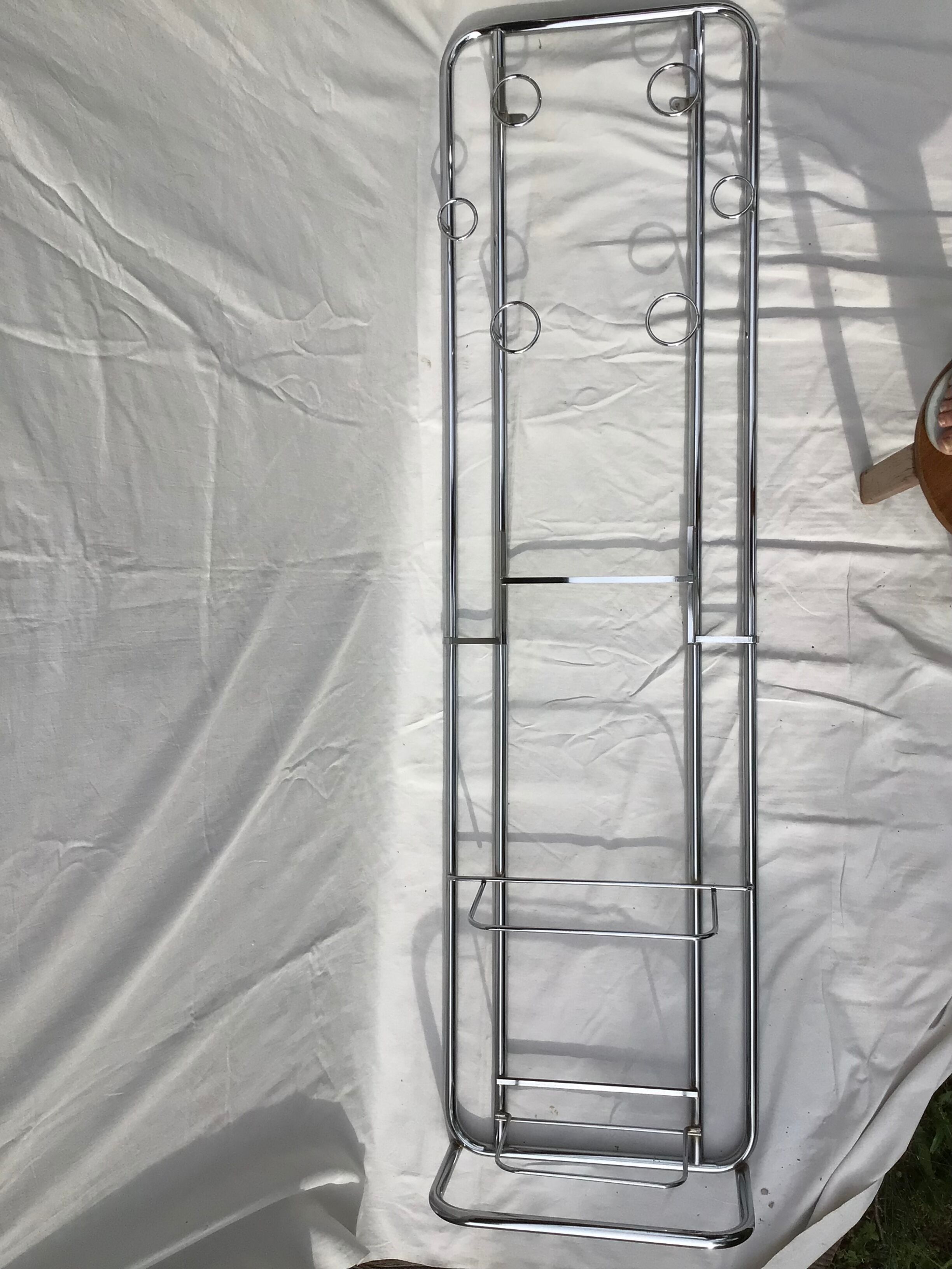 Chrome tubular cloakroom coat rack