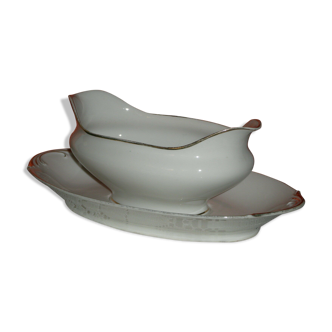 Saucer in white French porcelain with gold edging