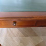 Minister's desk style L. Philippe – 2 drawers – cherry wood – faux leather desk mat