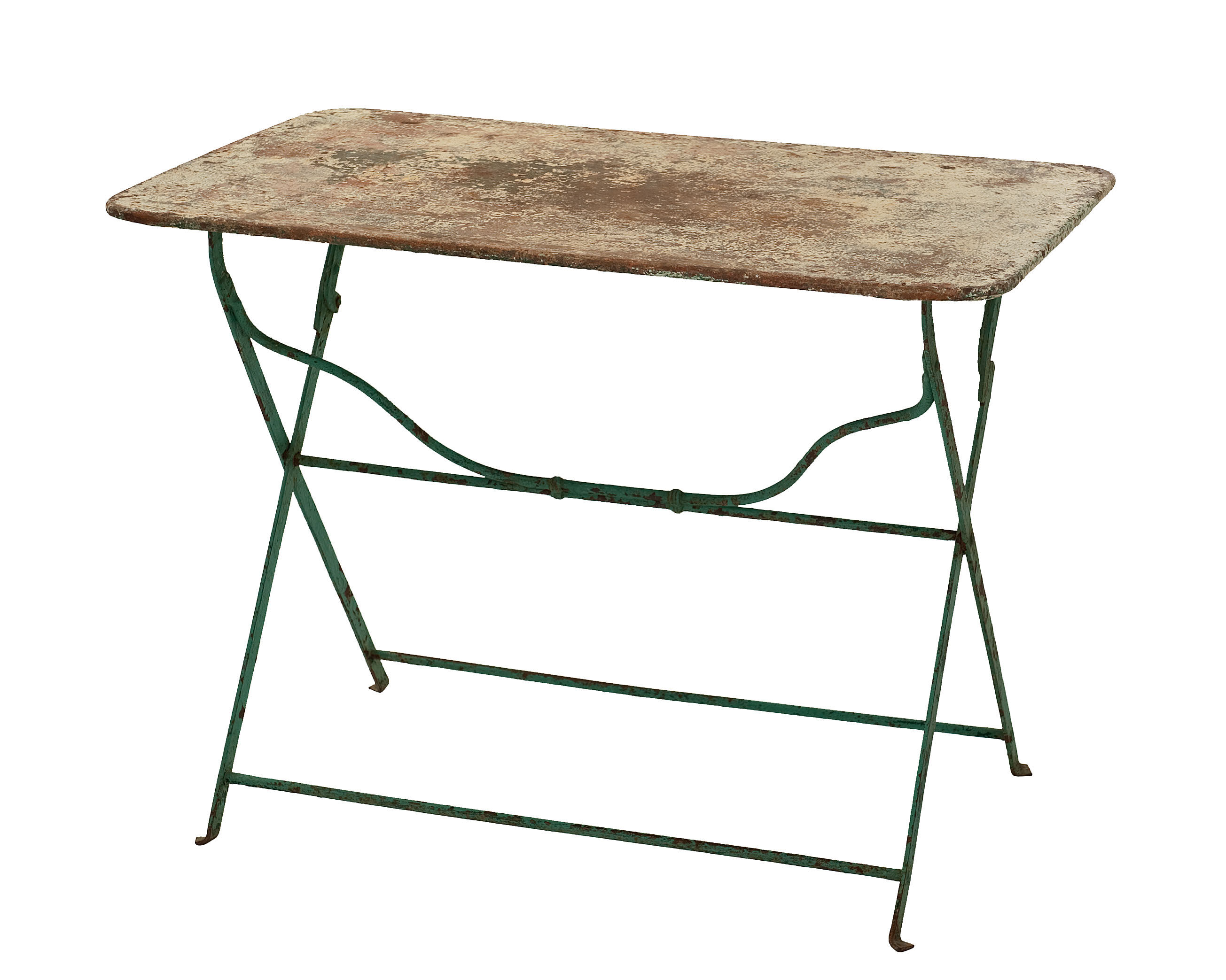 Old folding rectangular iron garden table