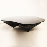 Monumental Laurel Fyfe Black Glass Sculptural Coffee Table American Handkerchief