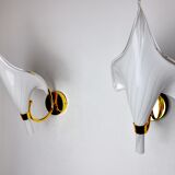 Pair of white fleur de lys sconces, murano glass, Italy, 1970