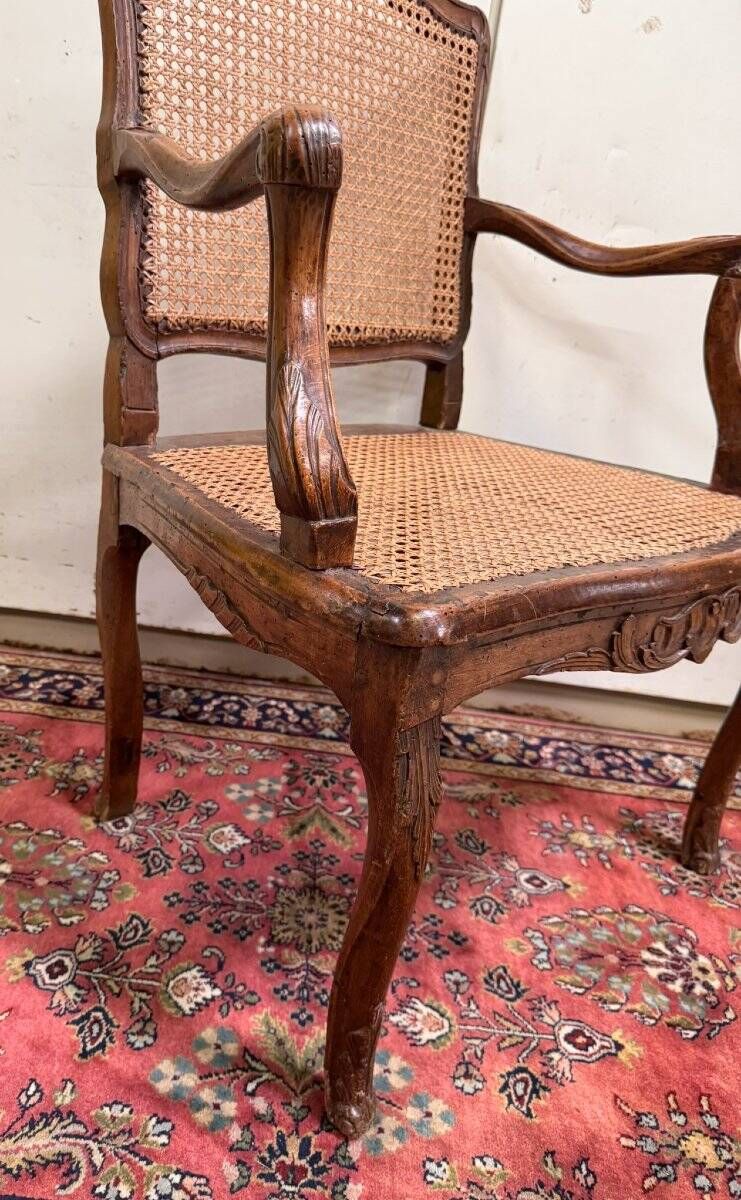 Louis XV style office chair in carved walnut