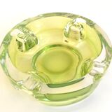 Green anise crystal ashtray Val St Lambert 70s Diameter 16.6 cm
