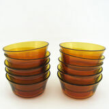 10 amber yellow tempered glass cups - Duralex France - vintage 70s