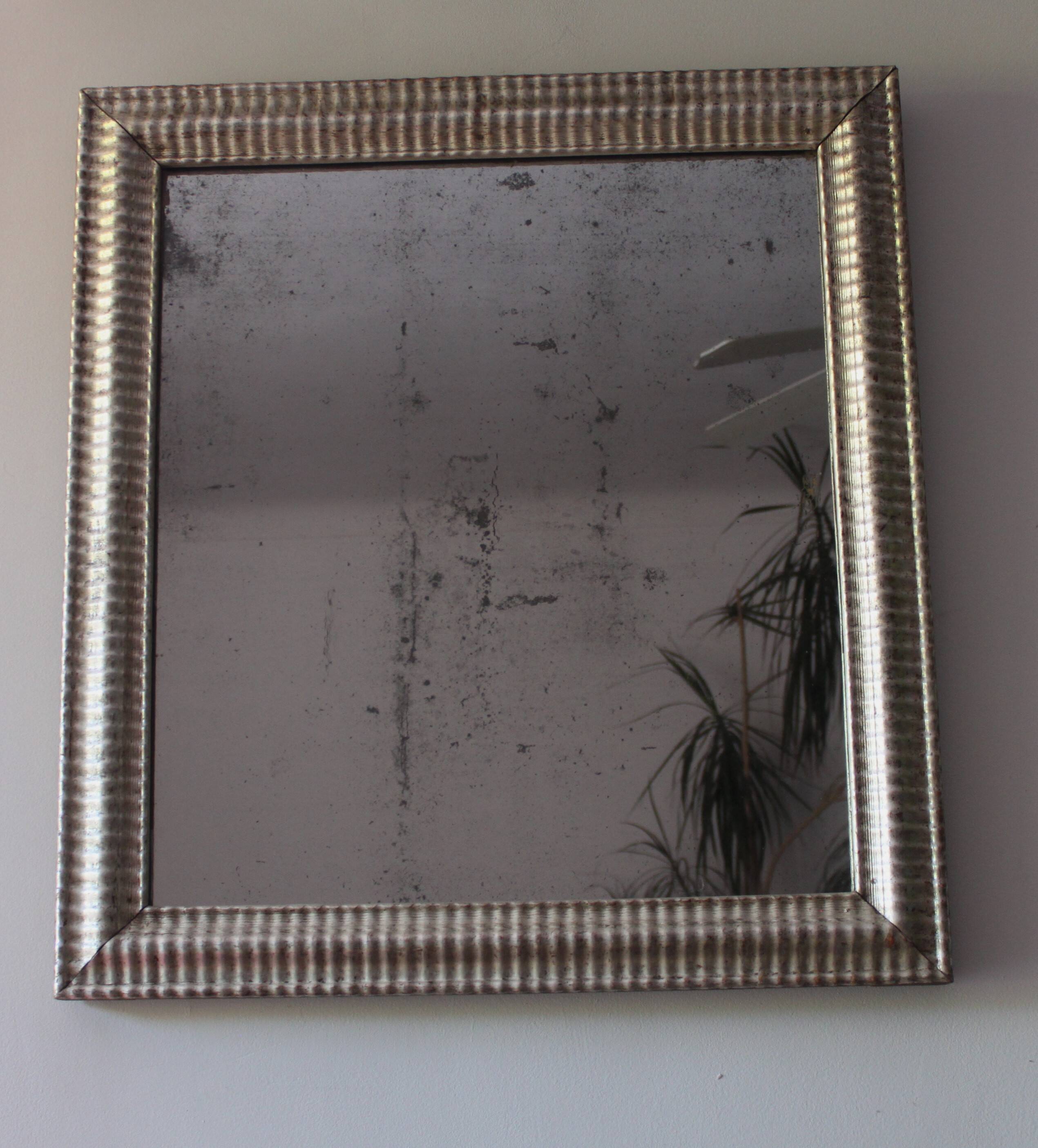 Antique silver mirror 19th century with its mercury glass