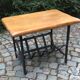 Table basse ou bout de canapé faisant porte-revues  en chêne et fer forgé