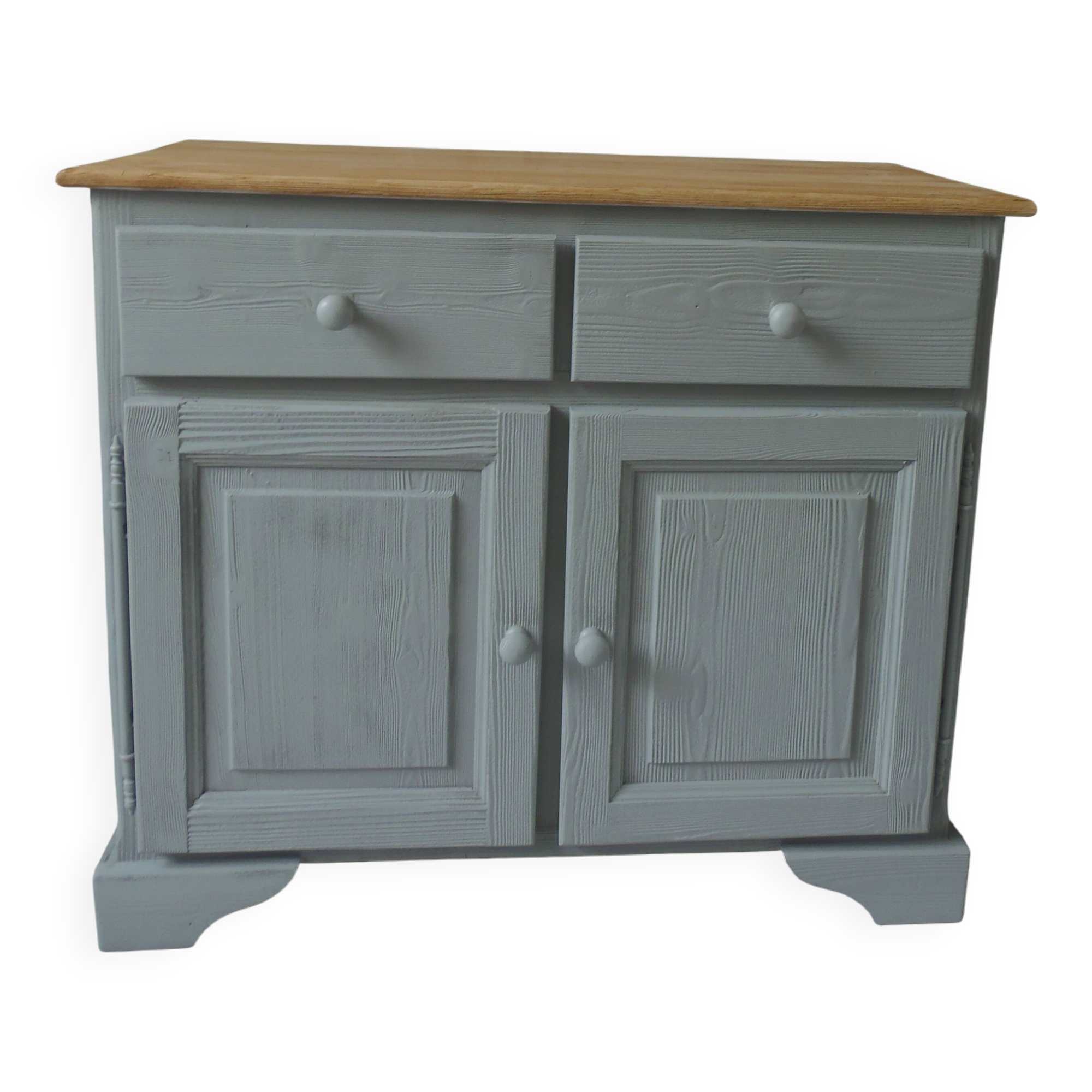 Buffet compacte avec 2 tiroirs, 2 portes, réenchantée en vert de gris