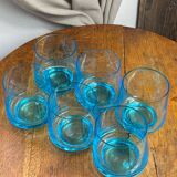 Six verres en verre bleu turquoise