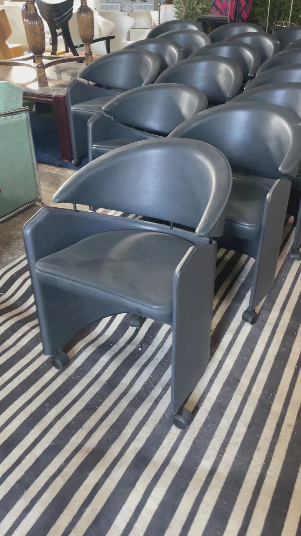 Italian leather armchair on casters by Matteo Grassi, 1990s