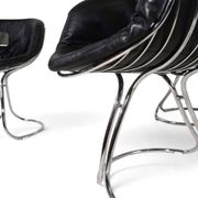 Set of 4 Pan Am dining chairs, chrome, leather by Gastone Rinaldi for RIMA,