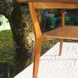 Coffee table rectangular double wooden tray