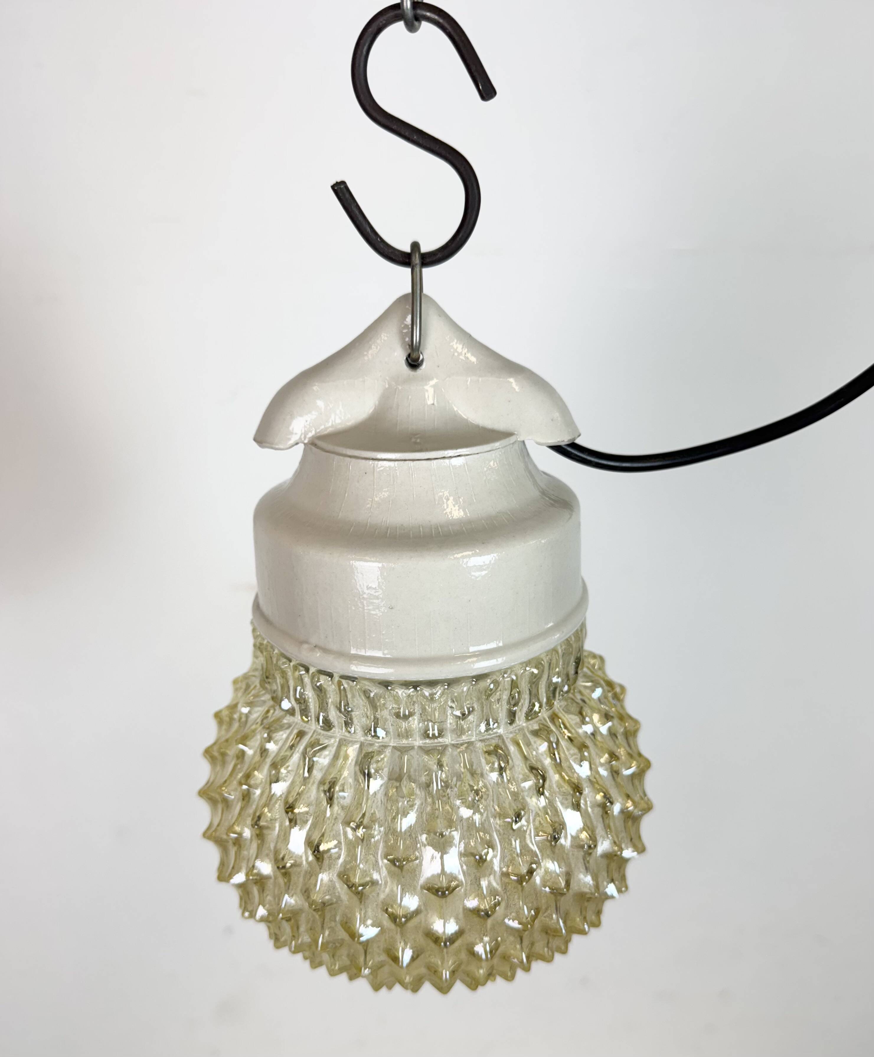 Vintage White Porcelain Pendant Light, 1970s