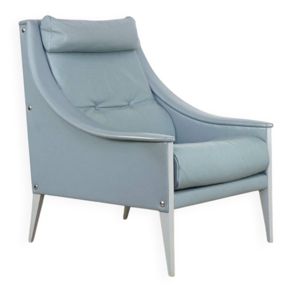 Fauteuil lounge en cuir Gio Ponti modèle Dezza pour Poltrona Frau