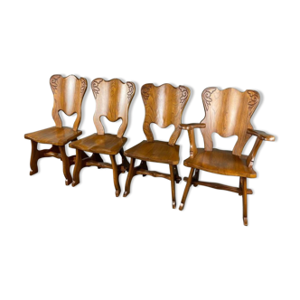 Set of 4 Dutch brutalist chairs