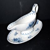 Sarreguemines U&C Flore sauce boat in earthenware with blue flowers