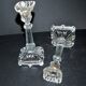 Set of 2 Egyptian-decorated candlesticks, Vallerysthal glassware, 1900