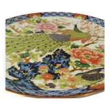 Cake tray / standing tray in white porcelain with elegant gold and blue edging