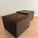 Paire de poufs cubiques en velours