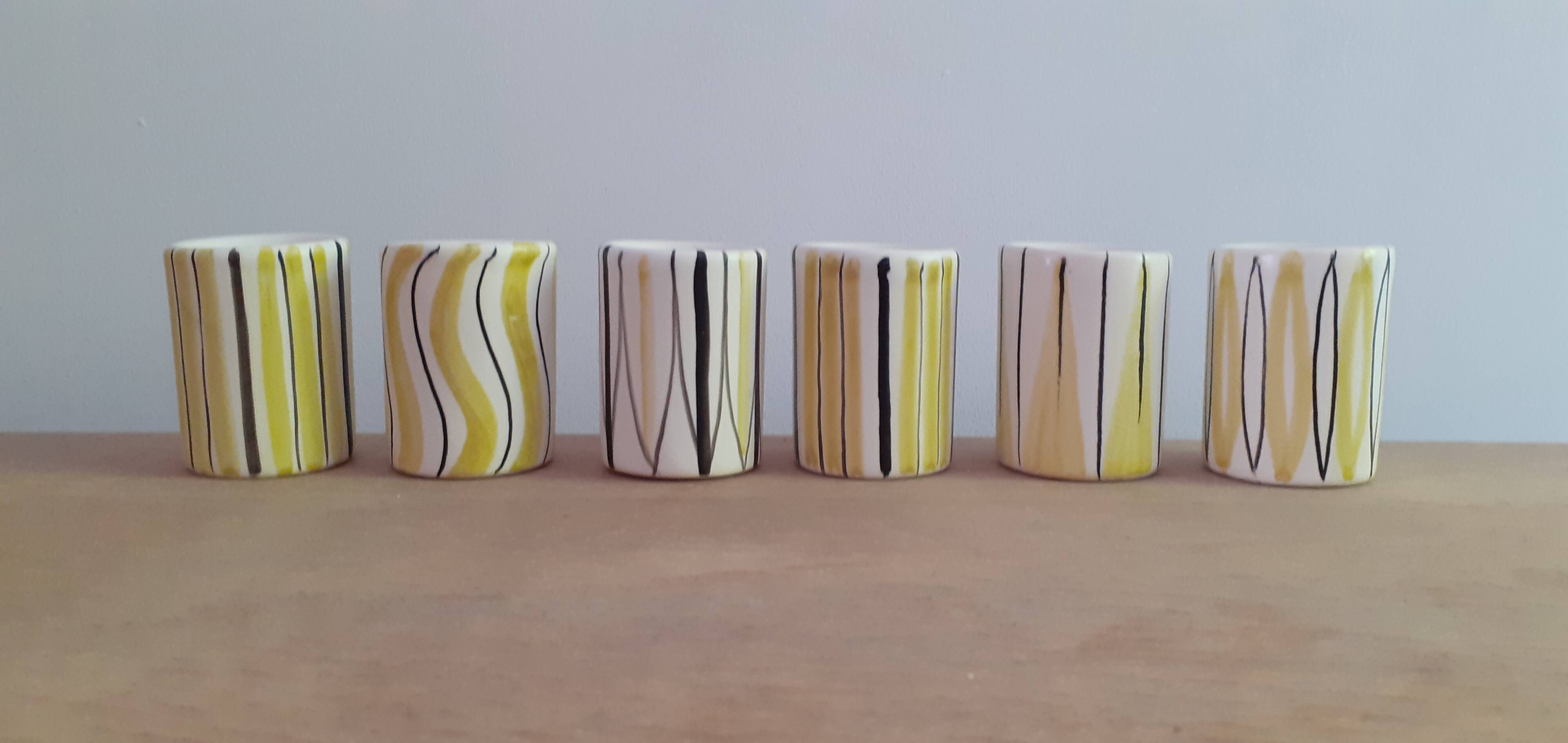 Lots de 6 petits verres en céramique style roger capron