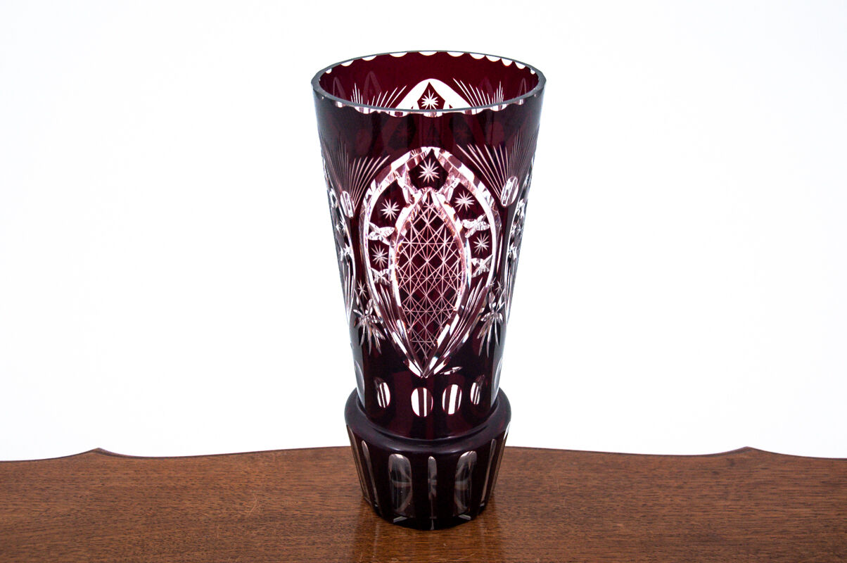 Purple crystal vase, Poland, 1960s