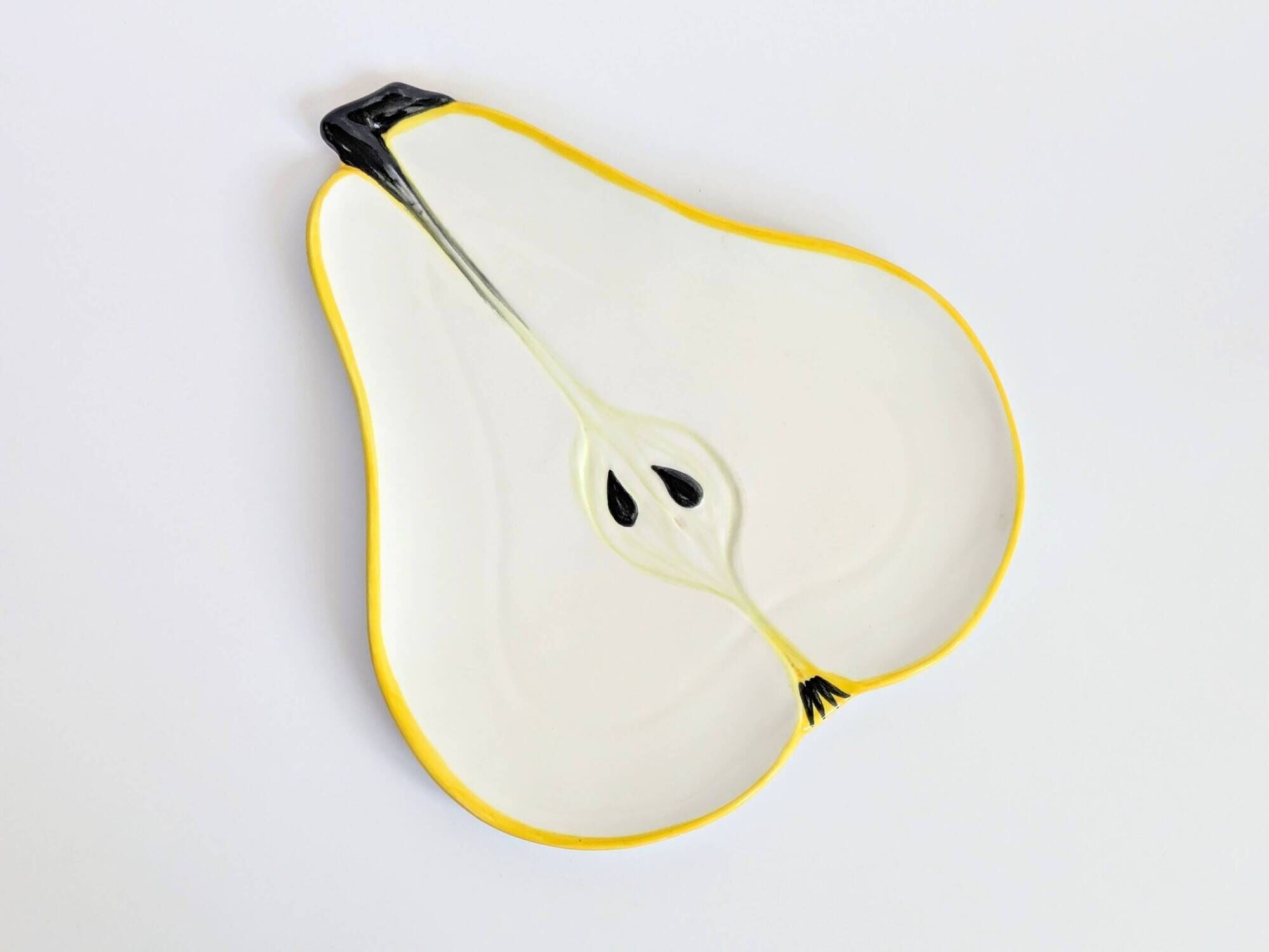 Grande assiette poire vintage | Ernestine Cannon, Italie, années 60