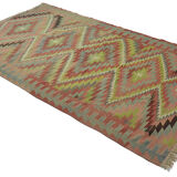 Area kilim rug ,vintage wool turkish handknotted kilim, 314 cmx 185 cm rug