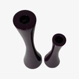 2 Purple Vintage Candlestick Holders Made From Ceramic - Mid-Century Design From Denmark