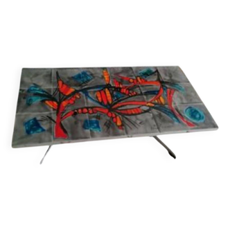 1950s ceramic coffee table by Vallauris "La Grange"