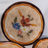 Set of 5 dessert plates and 2 vallauris plates, signed jérôme massier - circa 50/60