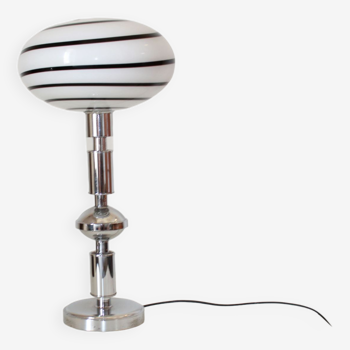 Lampe de table vintage des années 1970 avec verre de Murano zébré