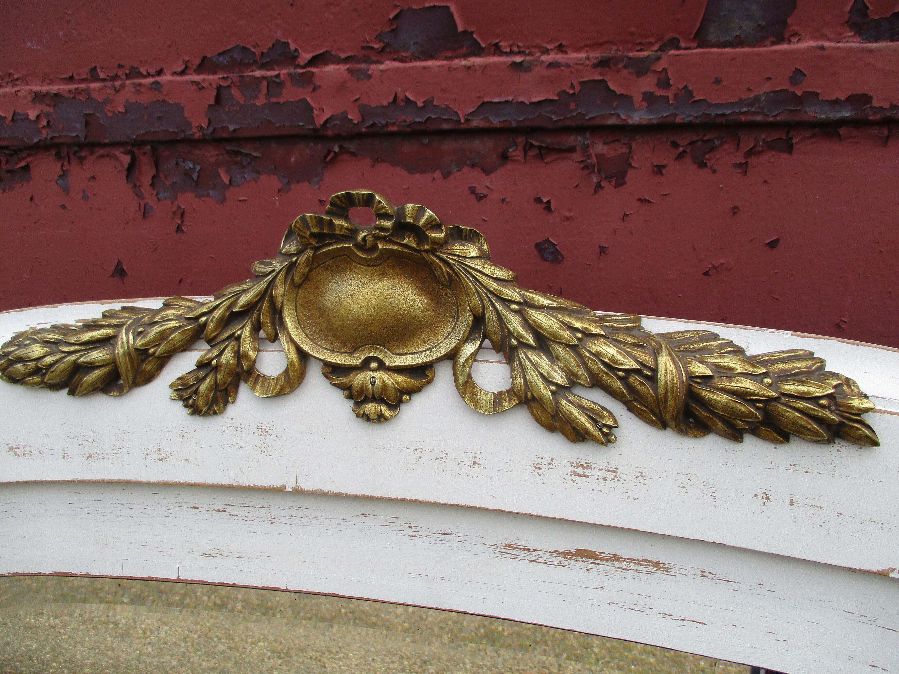 Old mirror white patinated fireplace top