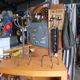 Pair of large candlesticks / industrial candelabras in raw metal