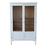 Ensemble bibliothèque vitrée ancienne : 2 modules en bois bleu ciel