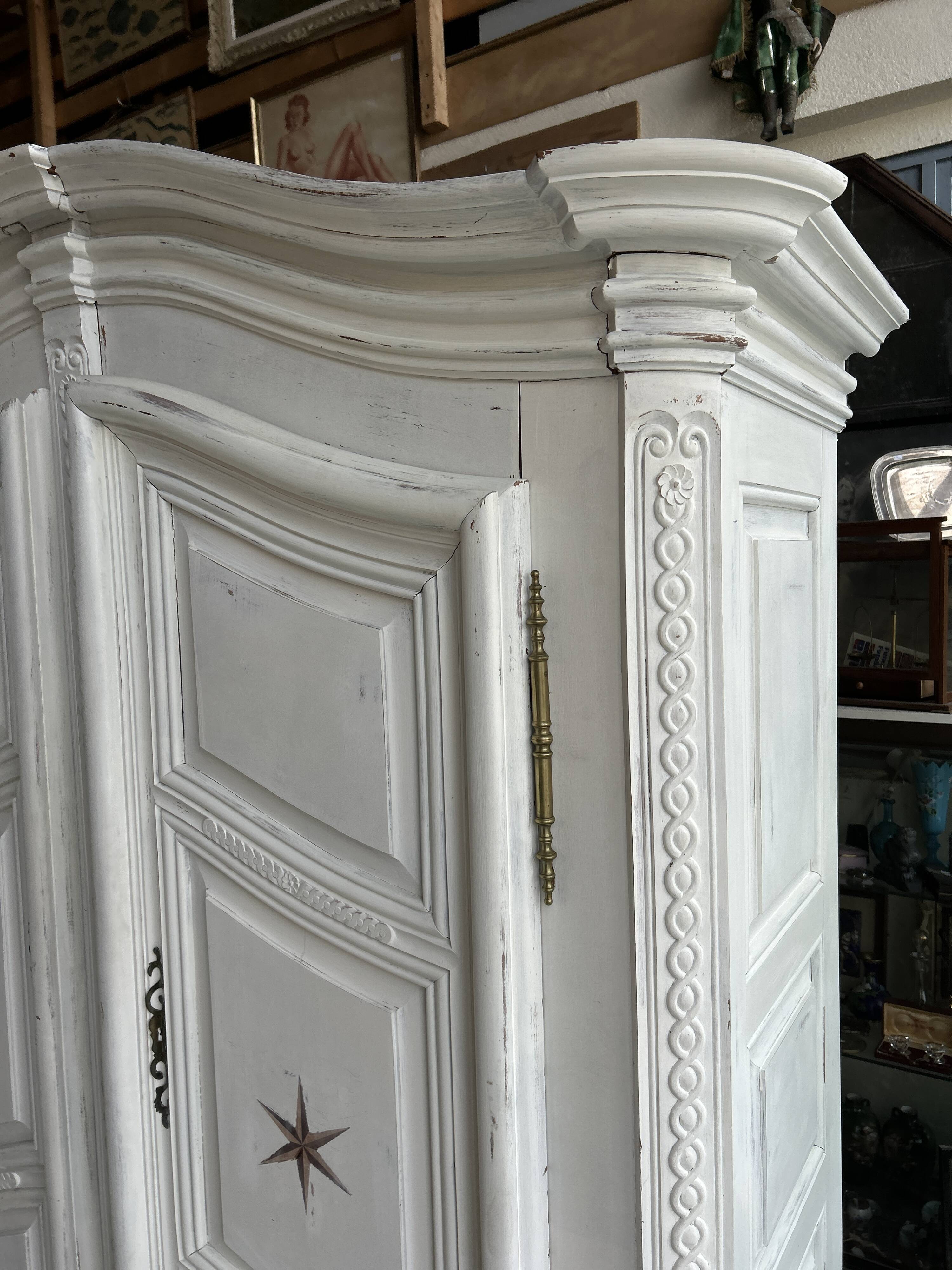 Two-door painted wardrobe, Louis XIV style, Alsatian regional work.