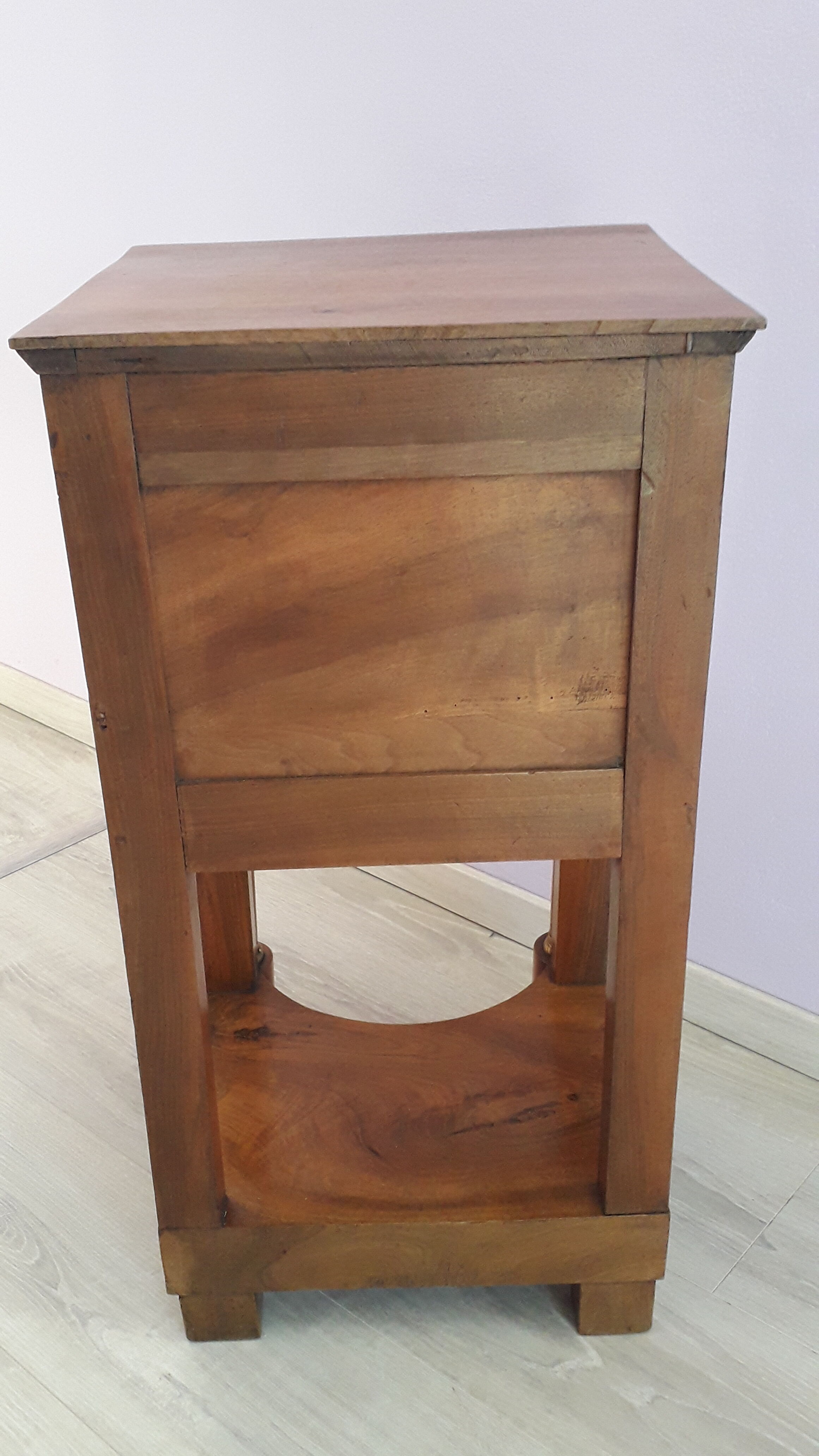 Empire period bedside table in solid walnut