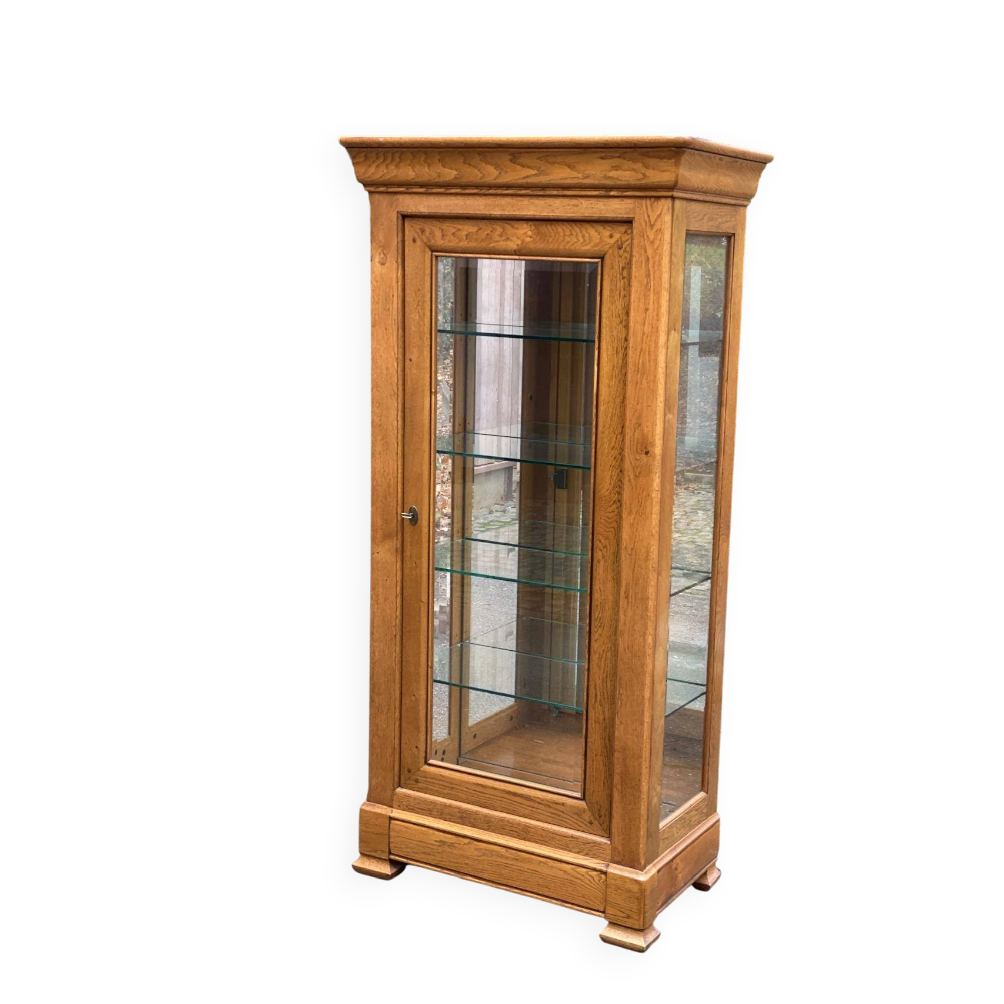 Louis Philippe illuminated display cabinet in solid oak from the 20th century
