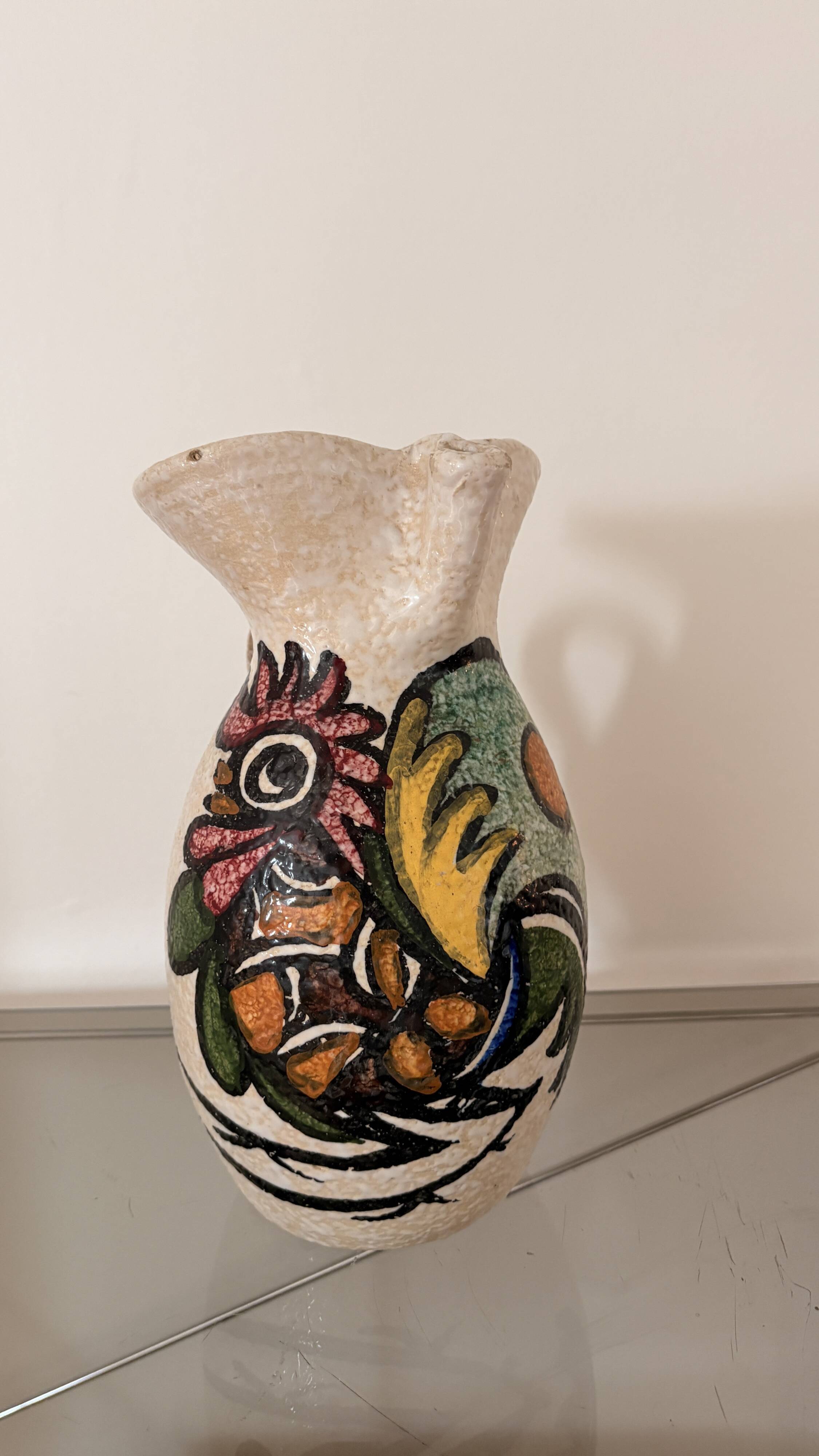 Glazed terracotta pitcher from the 1950s.