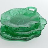 Aesthetic Movement Emerald Green Glass Leaf Plates