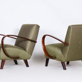 Pair of green Jindrich Halabala armchairs for Up Závody - 1930s Czechia