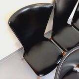 Set of 6 vintage Baumann Essor chairs in beech wood and skai