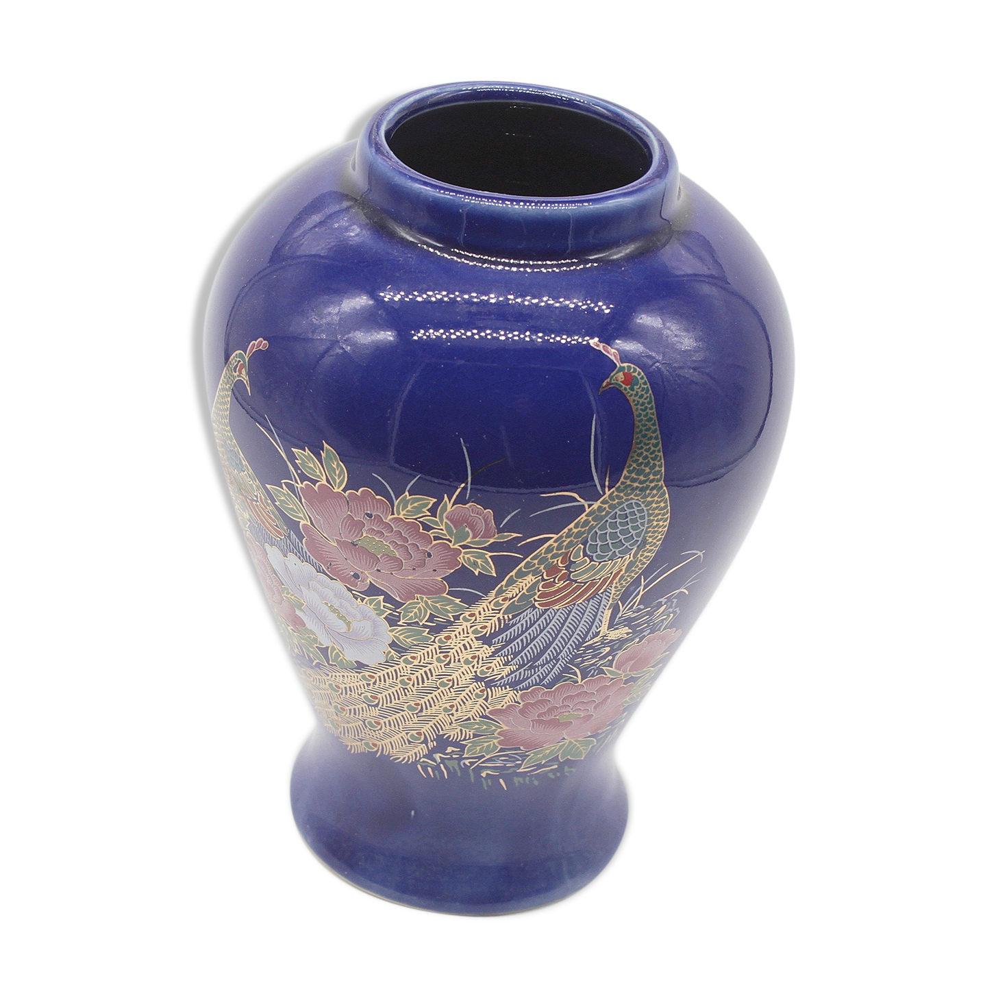 Chinese peacock ceramic vase