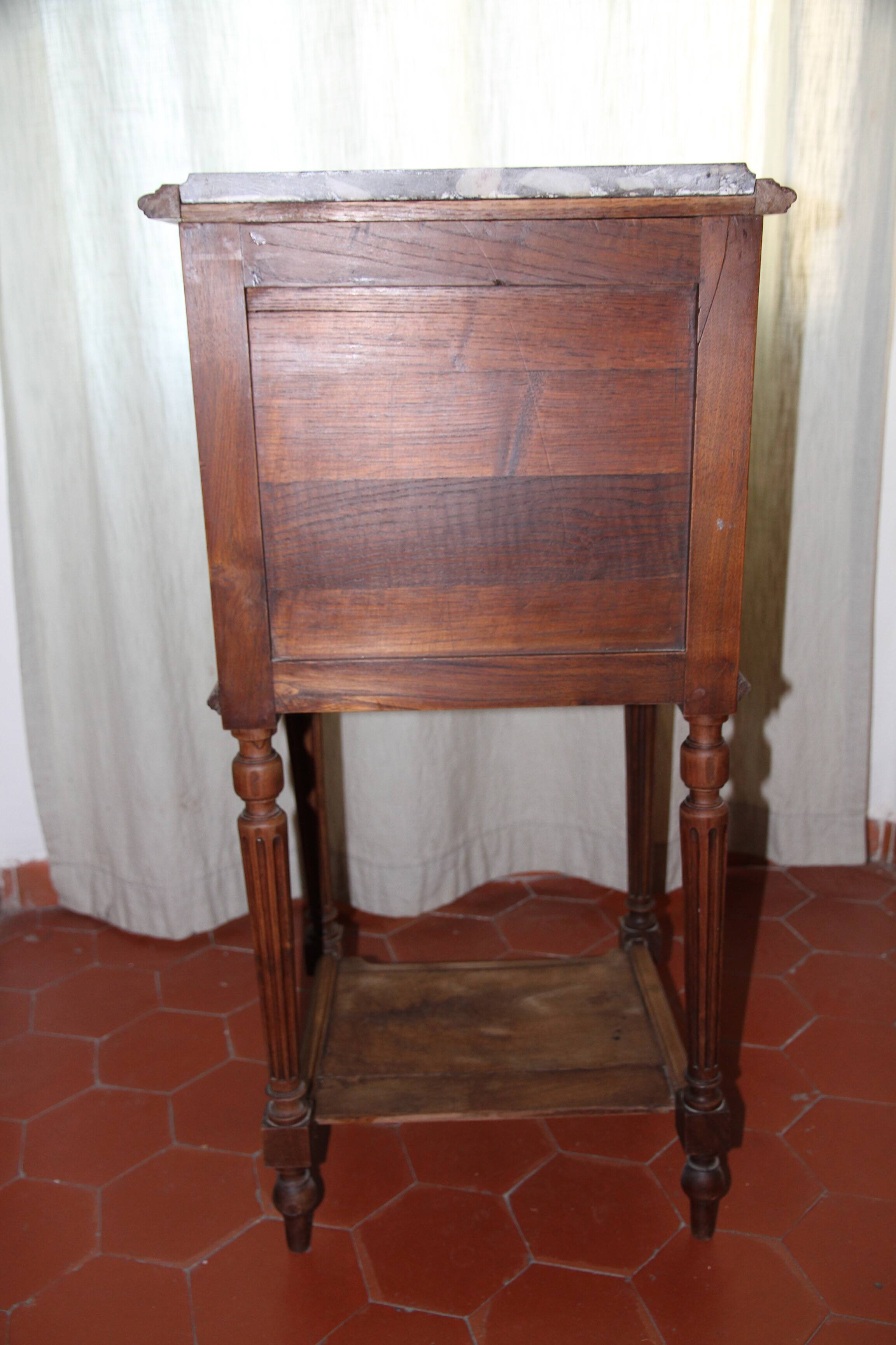 Wooden and marble bedside table