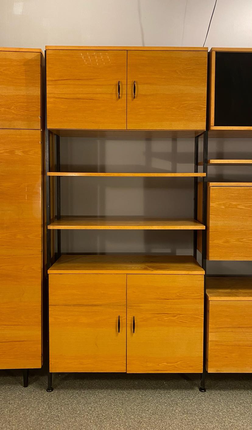 Modular bookcase with vintage wardrobe 60