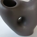 Free-form anthracite grey ceramic vase, Louis Giraud, Vallauris