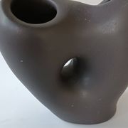 Free-form anthracite grey ceramic vase, Louis Giraud, Vallauris