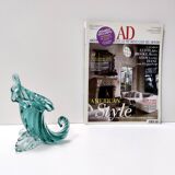 Teal Murano Glass Cornucopia Vase by Archimede Seguso, Italy