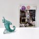 Teal Murano Glass Cornucopia Vase by Archimede Seguso, Italy